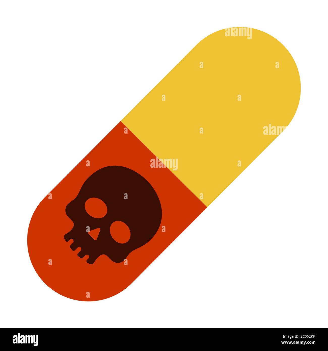 Dangerous medical capsule with poison vector icon flat isolated Stock Vector