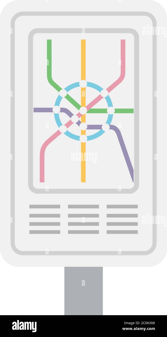 Stand with a subway map vector flat isolated on white Stock Vector