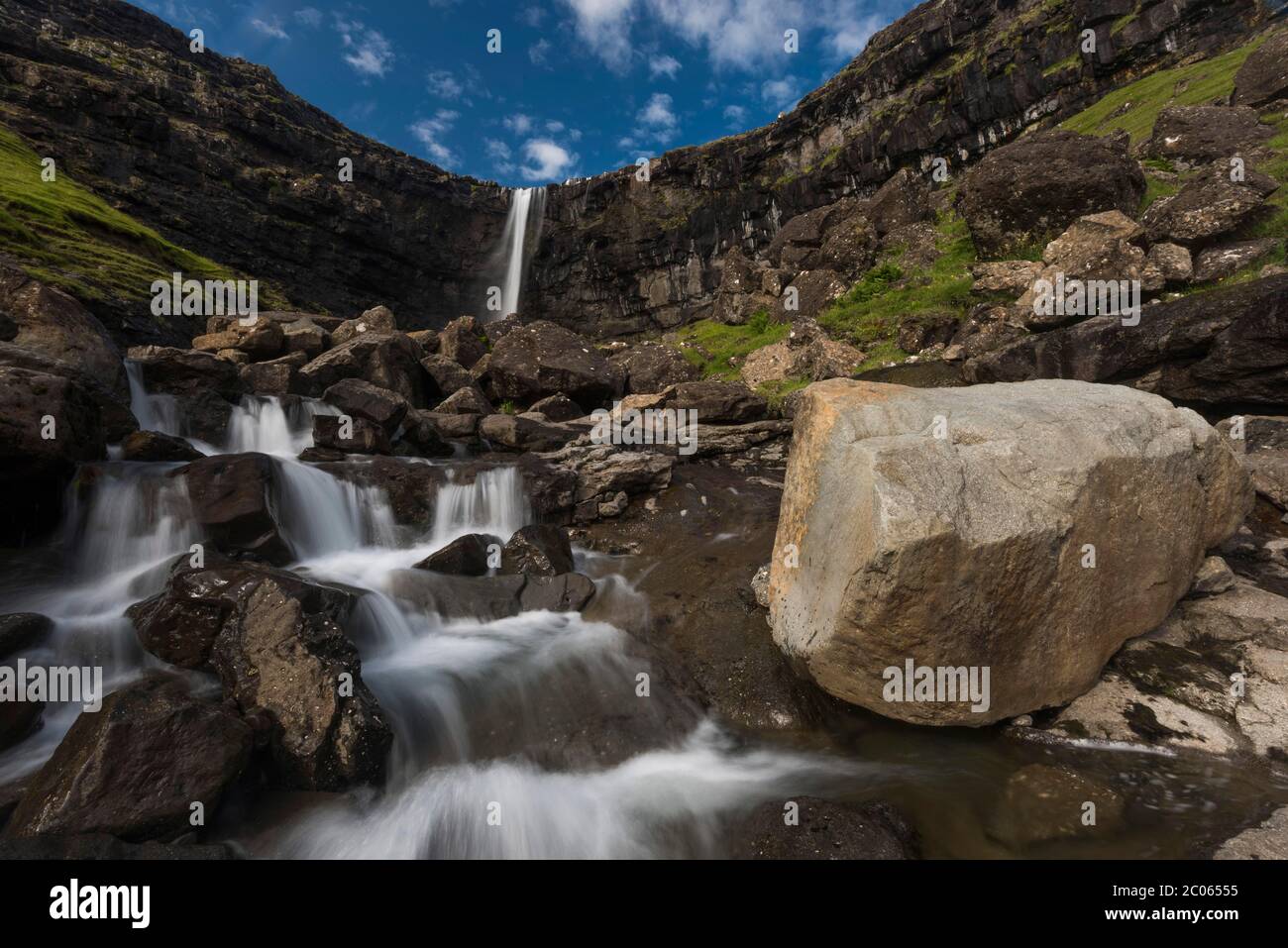 Fossa Waterfall, largest waterfall in the Faroe Islands, Streymoy