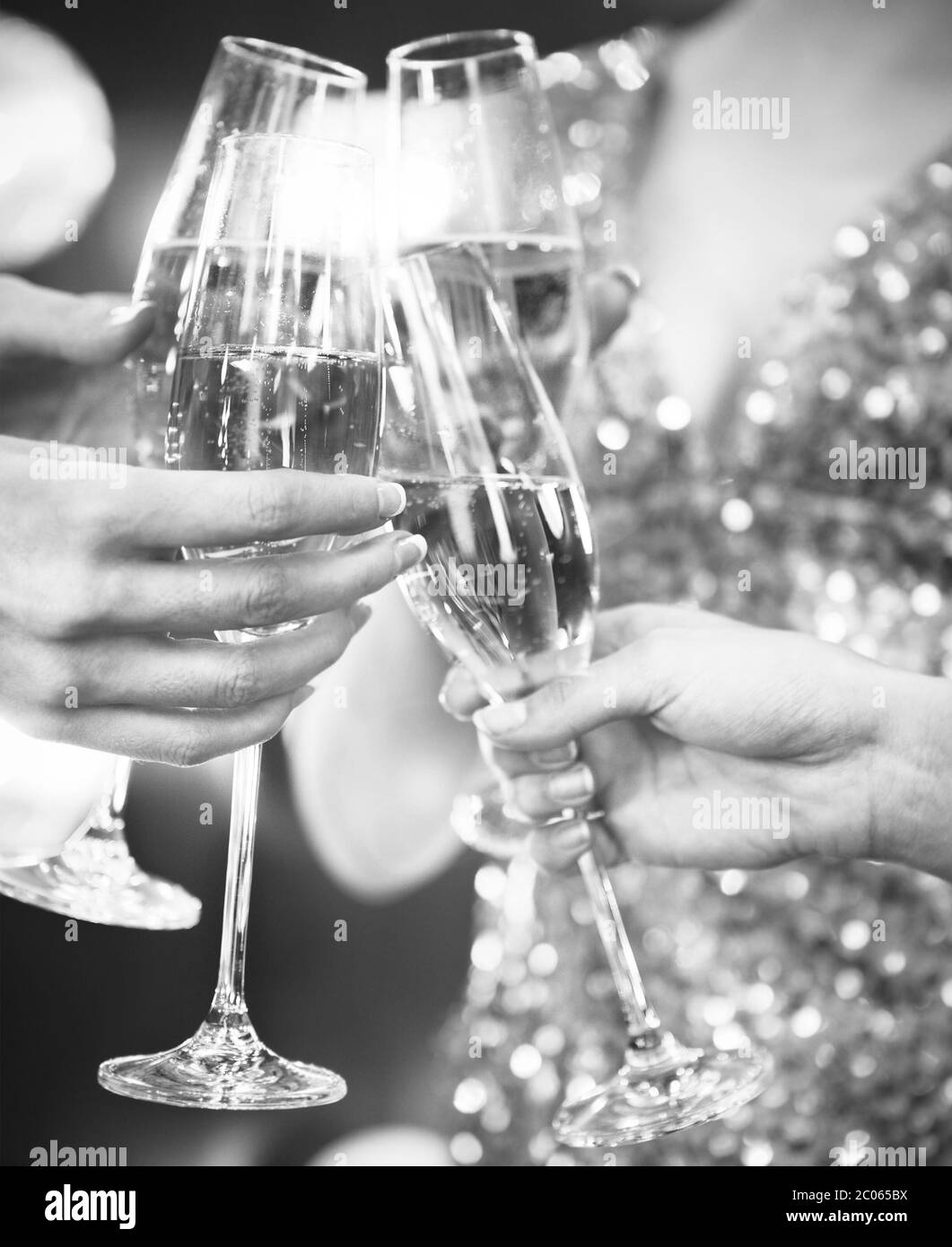 Celebration. People holding glasses of champagne making a toast Stock ...