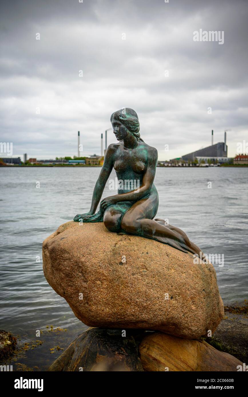 The Little Mermaid, landmark of Copenhagen, Port of Copenhagen, Denmark ...