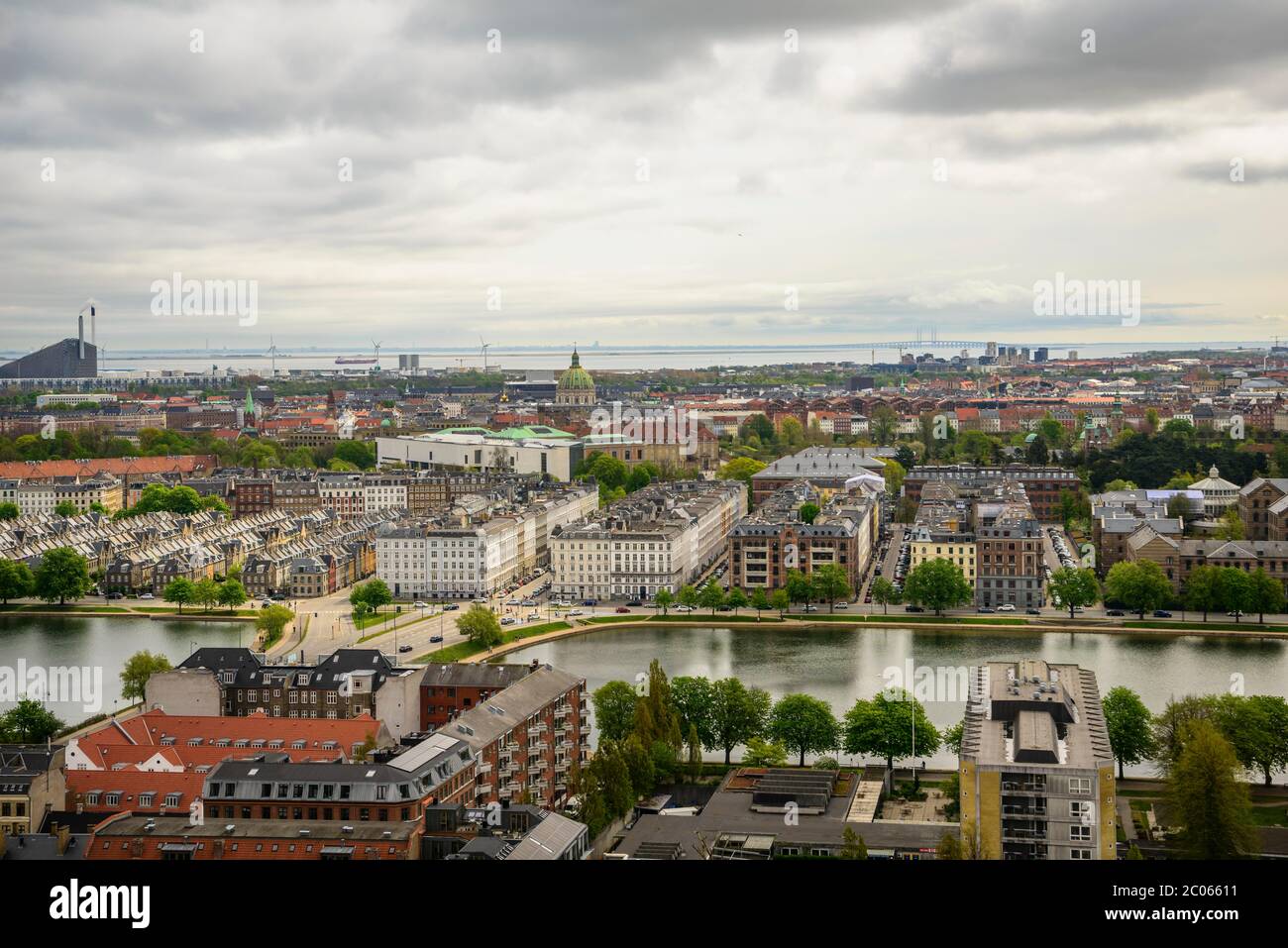 View over the city, Sortedams So, Copenhagen, Denmark Stock Photo