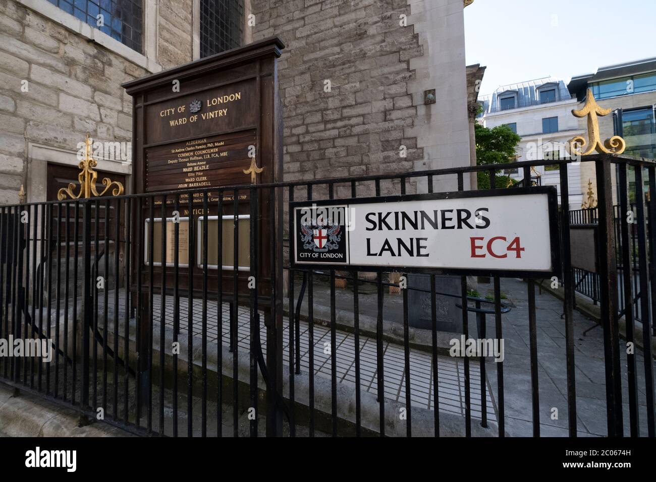 Skinners Lane, named after the Worshipful Company of Skinners, a City of London livery company, formed in the 14th century Stock Photo