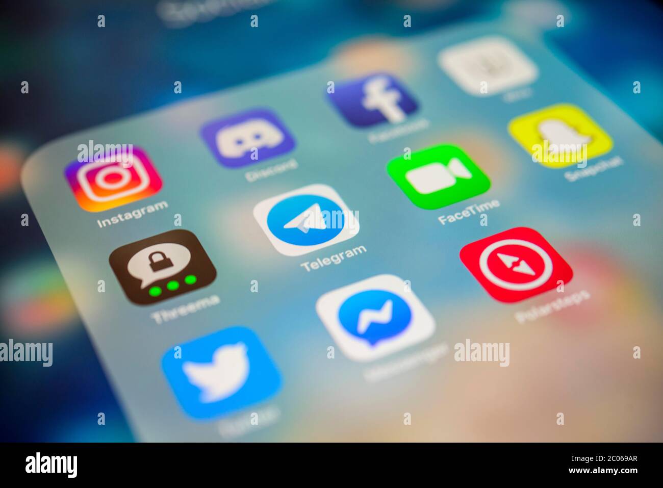 App-Icons, display on a screen from iPad, Smartphone, detail, format filling Stock Photo