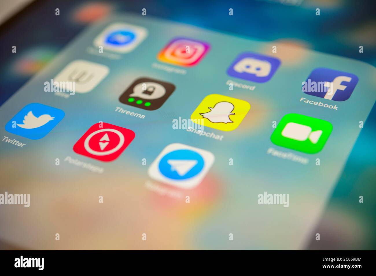 App-Icons, display on a screen from iPad, Smartphone, detail, format filling Stock Photo