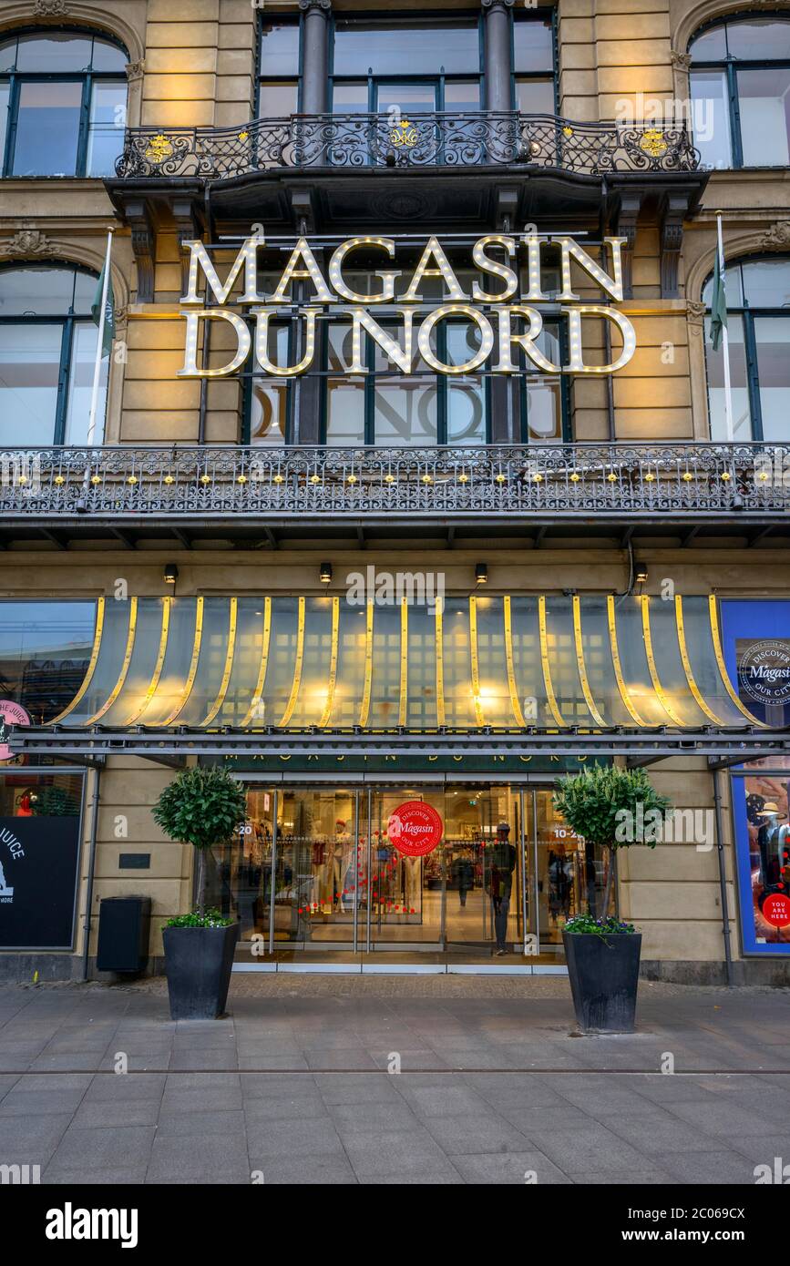 Entrance of the Magasin Du Nord, luxury department store, Copenhagen, Denmark Stock Photo