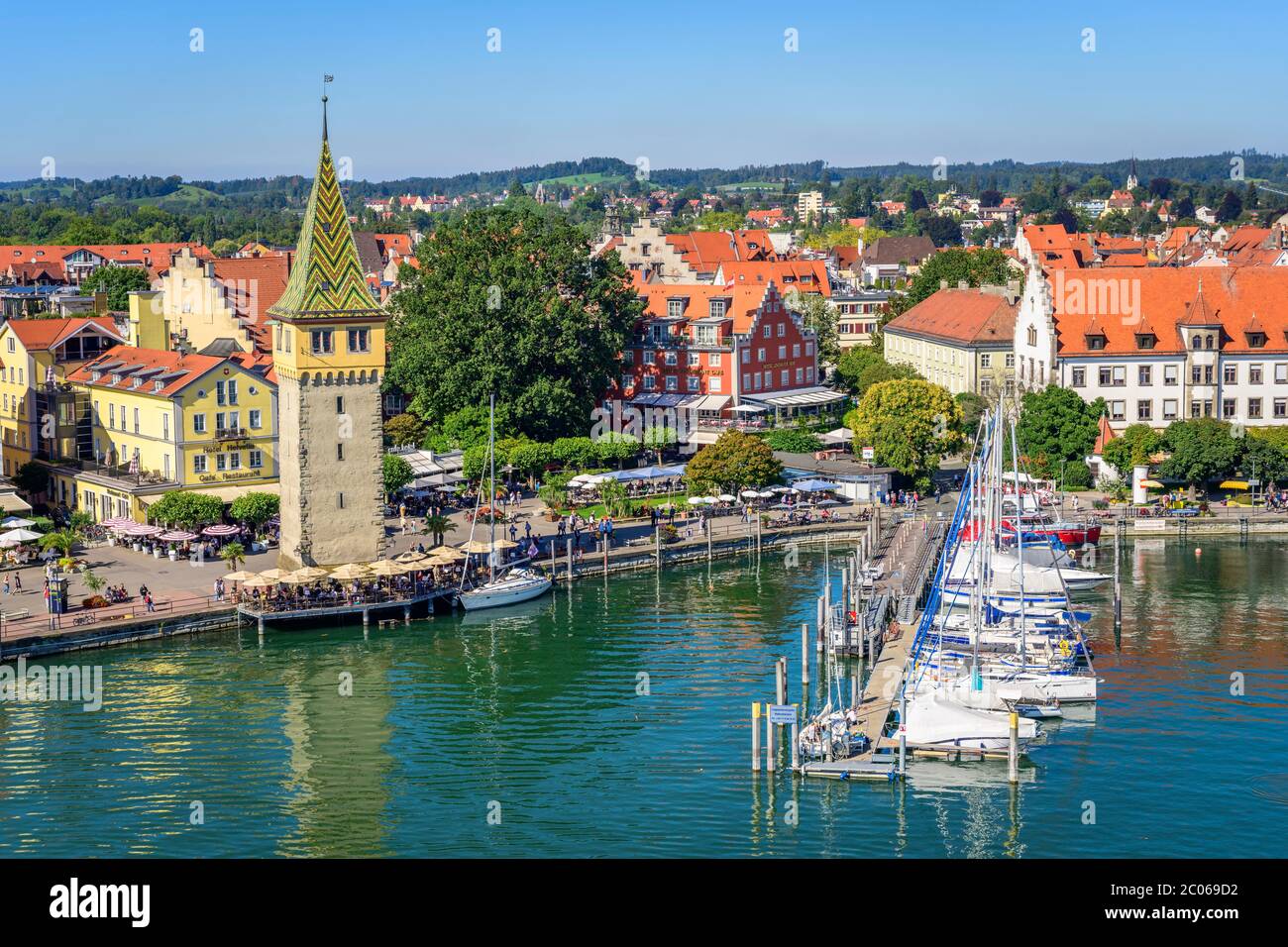 Sea promenade, harbour square, old lighthouse, Mangturm or Mangenturm ...