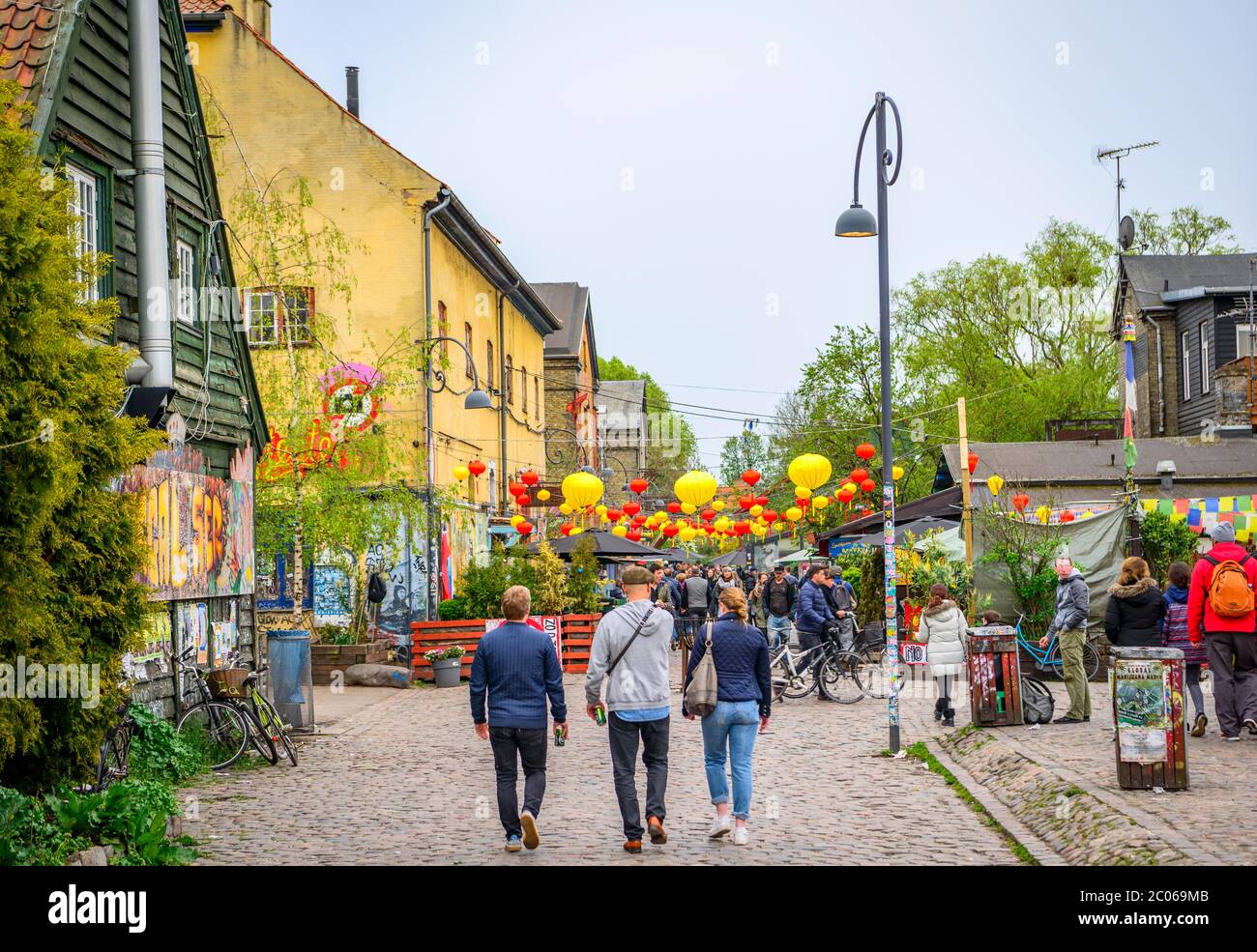 Pusher Street in the alternative free city of Christiania, Christianshavn, Copenhagen, Denmark Stock Photo