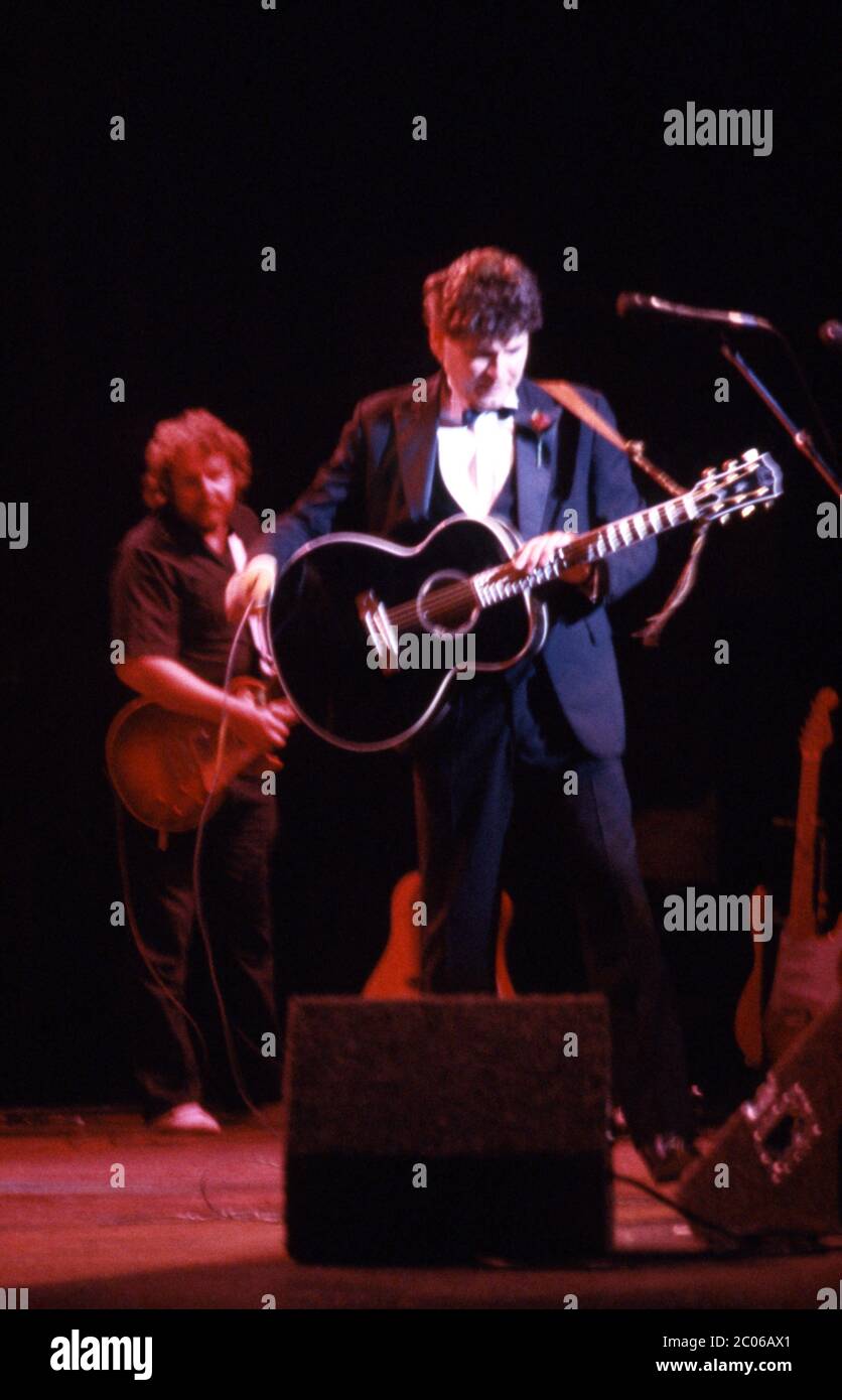 The Everly Brothers in concert at the Hammersmith Odeon in London, UK, on 14th November 1984