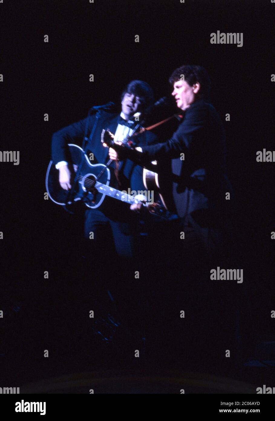 The Everly Brothers in concert at the Hammersmith Odeon in London, UK, on 14th November 1984. Stock Photo