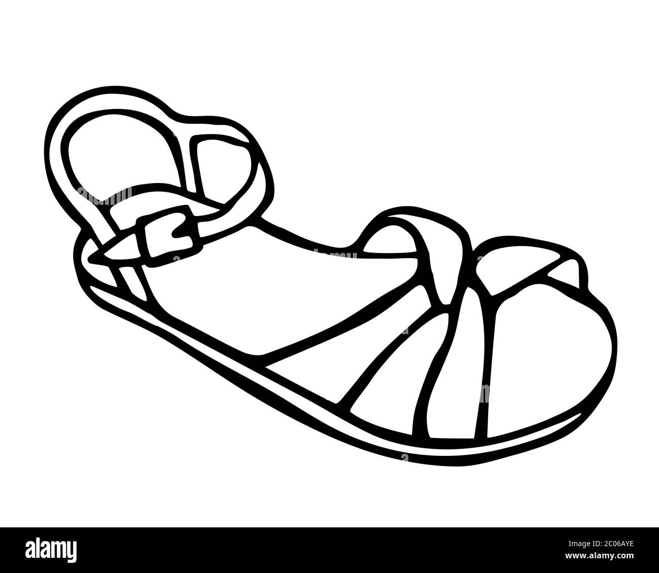 Doodle summer sandals hand drawn in line art style Stock Vector Image ...