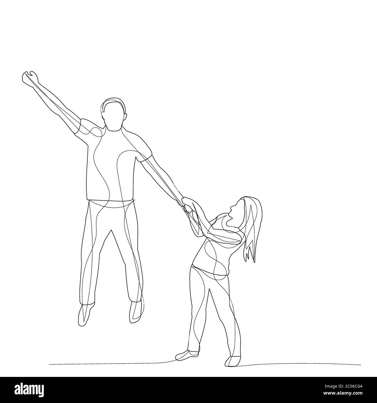 vector, on a white background, line drawing girl and guy Stock Vector ...
