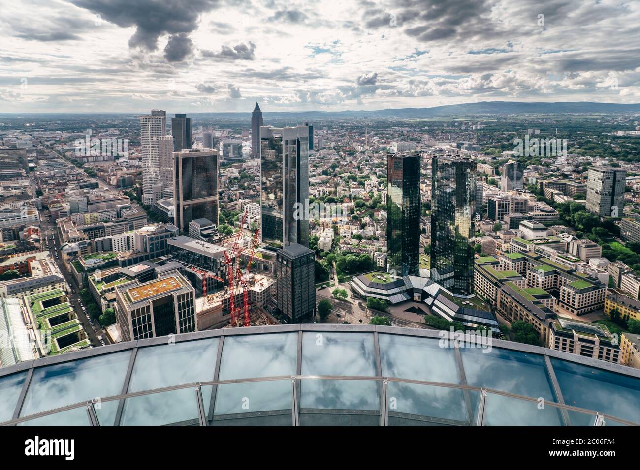 Panorama of Frankfurt with skyscrapers, view from the Main Tower, Frankfurt am Main, Germany Stock Photo
