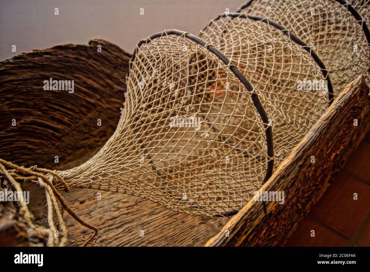 old shrimp fishing net Stock Photo