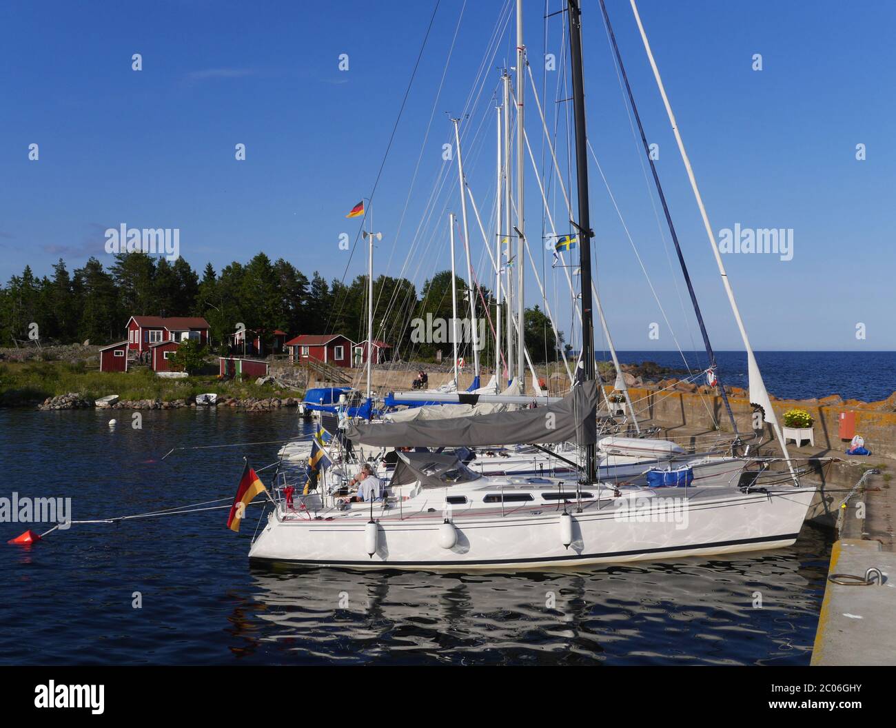 guest harbor on  Storjungfrum, sweden Stock Photo