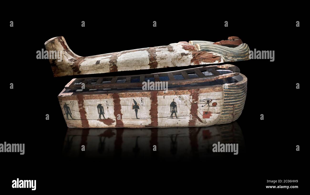 Ancient Egyptian wooden sarcophagus the coffin of Puia circa 1800BC