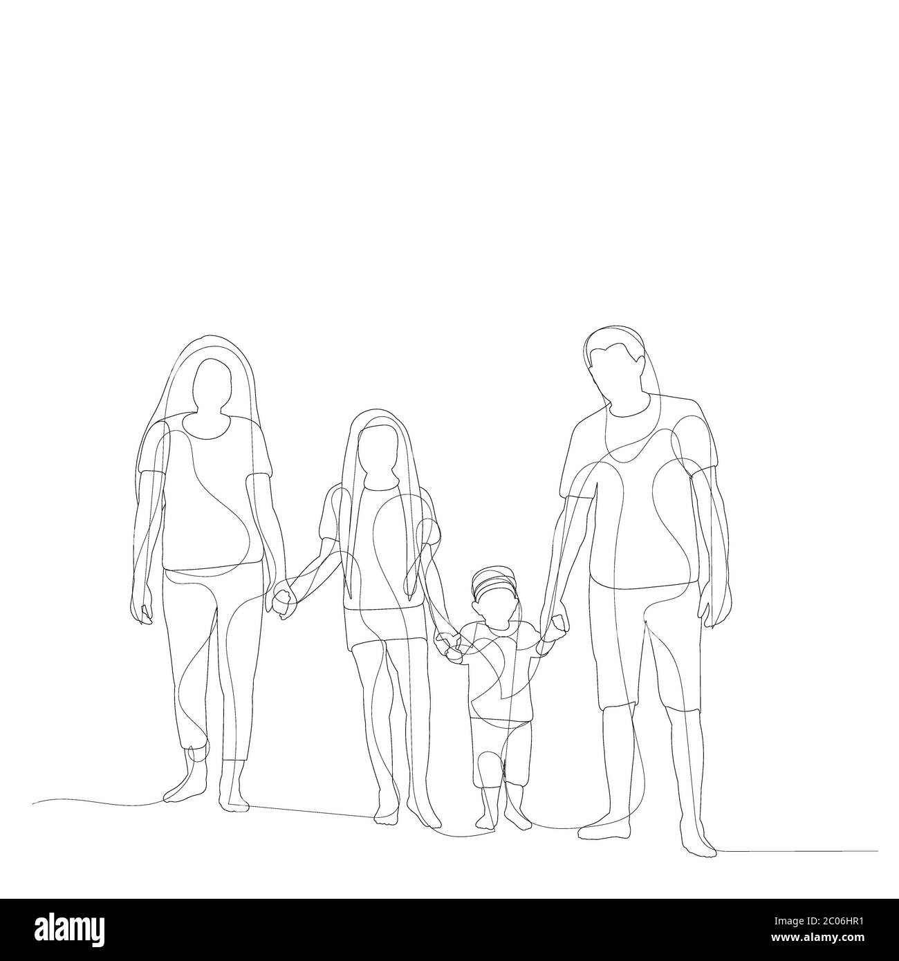 Family line drawing hi-res stock photography and images - Alamy