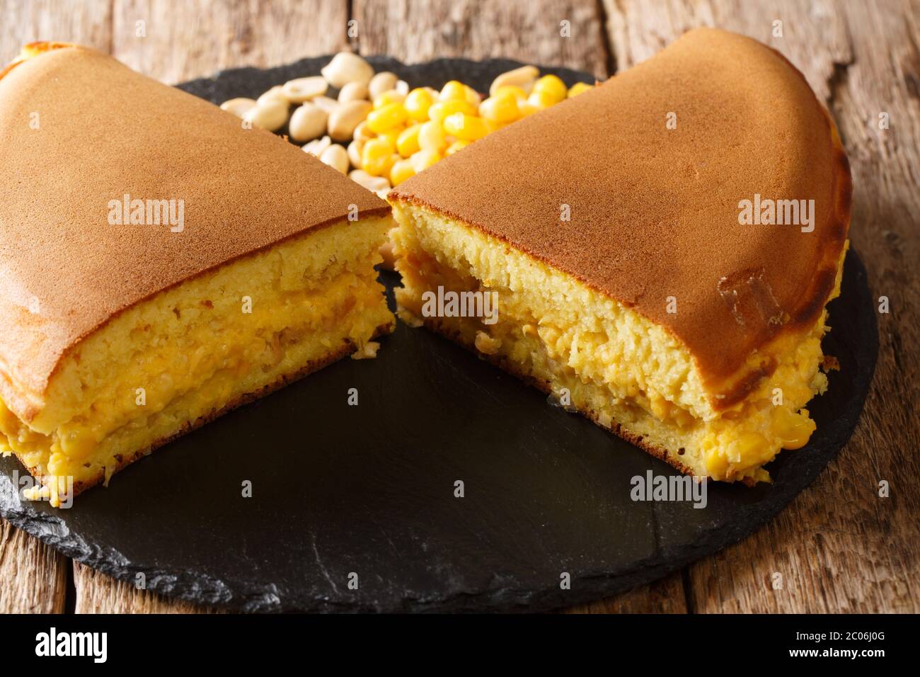 Apam Balik is a sweet Malaysian peanut pancake turnover stuffed with a