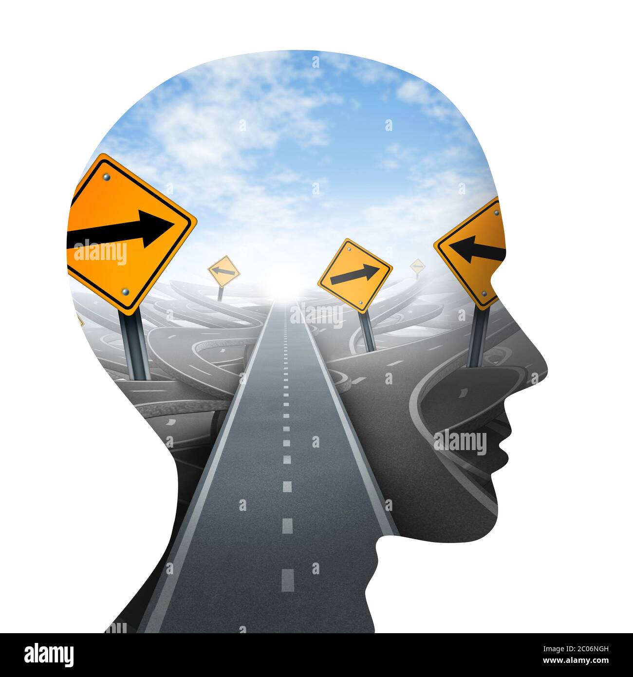 Think clearly concept and clear business thinking idea as a corporate success mindset or psychology symbol for mind focus and goal setting. Stock Photo