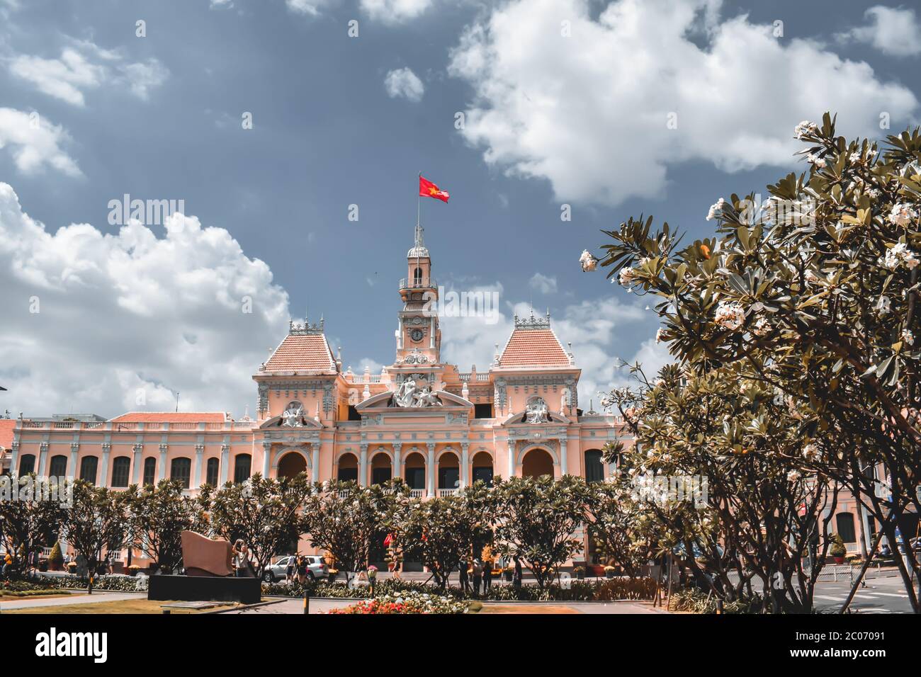 The colonial French style Saigon Town Hall in the Ho Chi Minh City in Vietnam Stock Photo