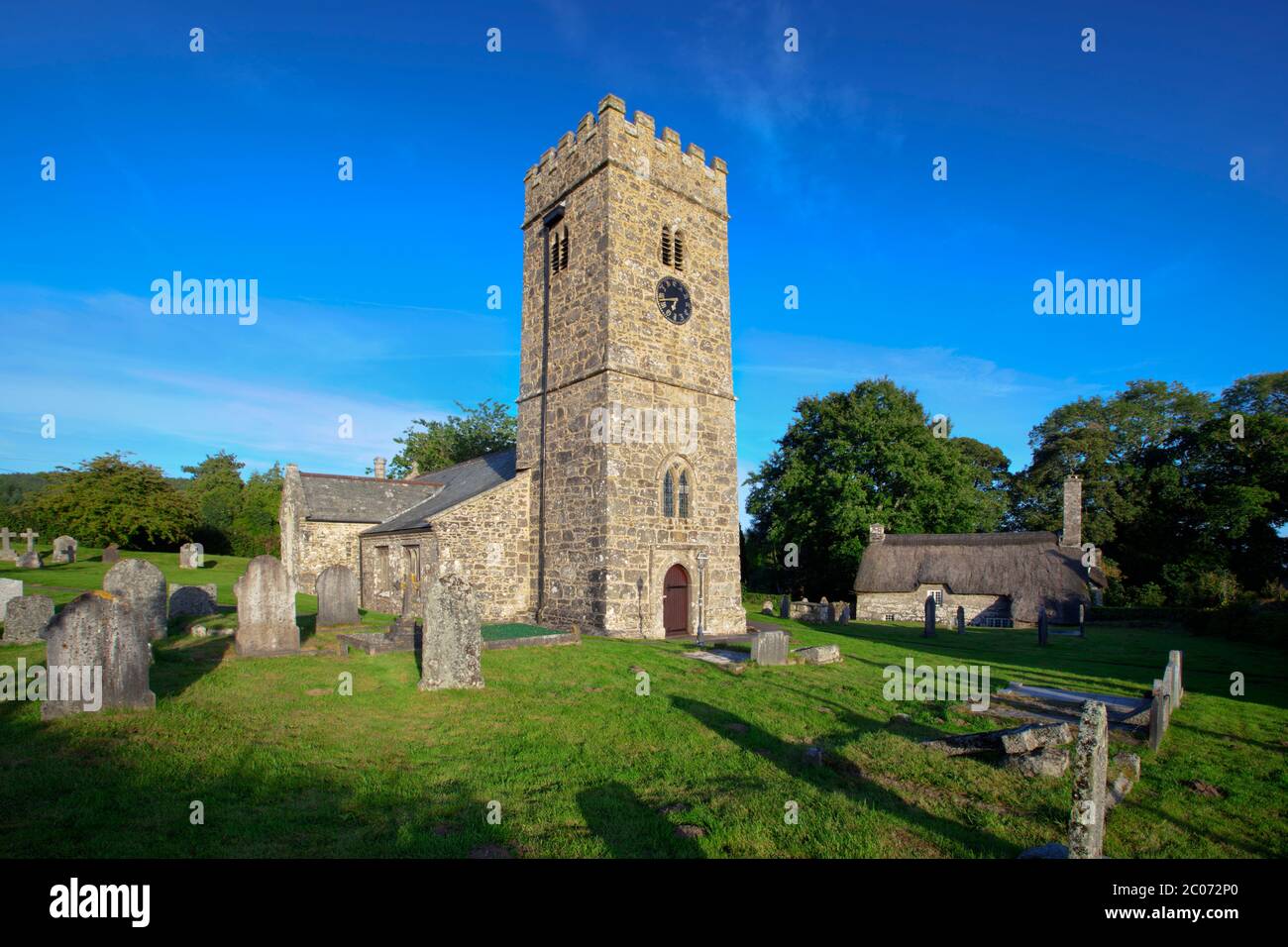 Buckland in the Moor church, Buckland in the Moor, Dartmoor National Park, Devon, England, United Kingdom Stock Photo