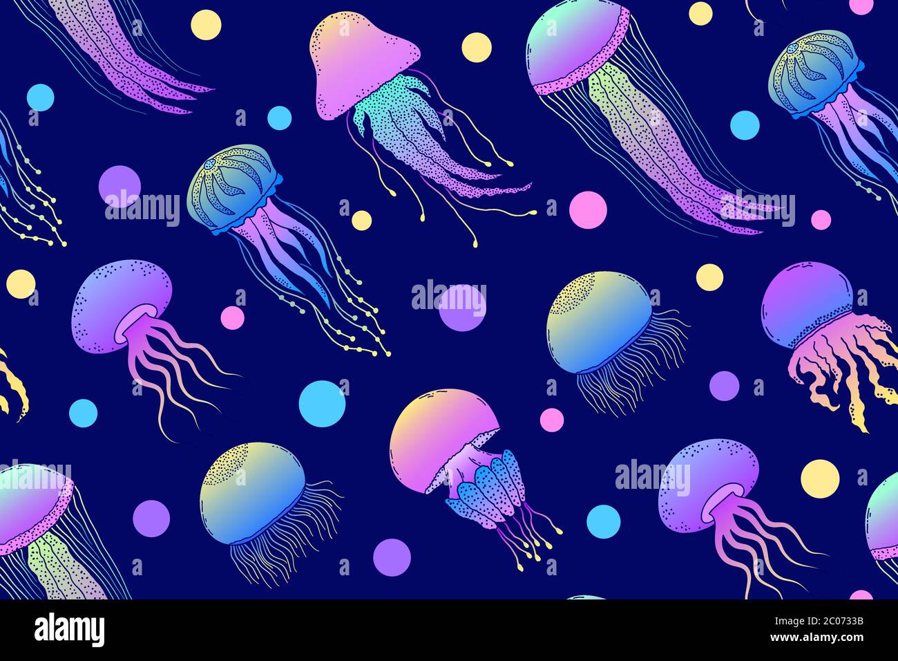 Jellyfish Fish Pattern pattern with hand drawn jellyfishes Stock Vector Image & Art - Alamy