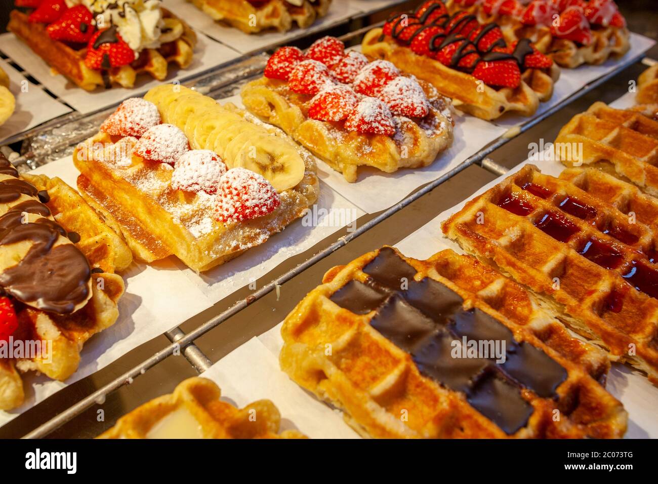 Waffle Shop, Brussels, Belgium, Europe Stock Photo