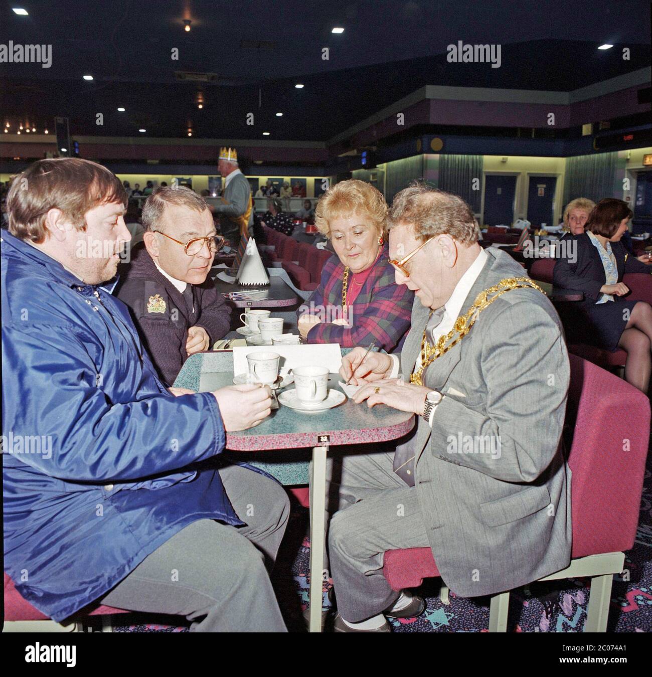 Fancy dress staff competition at gala bingo hires stock photography
