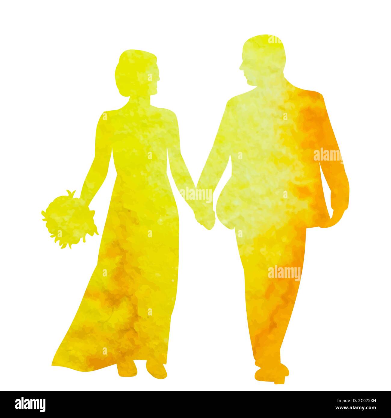watercolor silhouette of a bride and groom Stock Vector Image & Art - Alamy