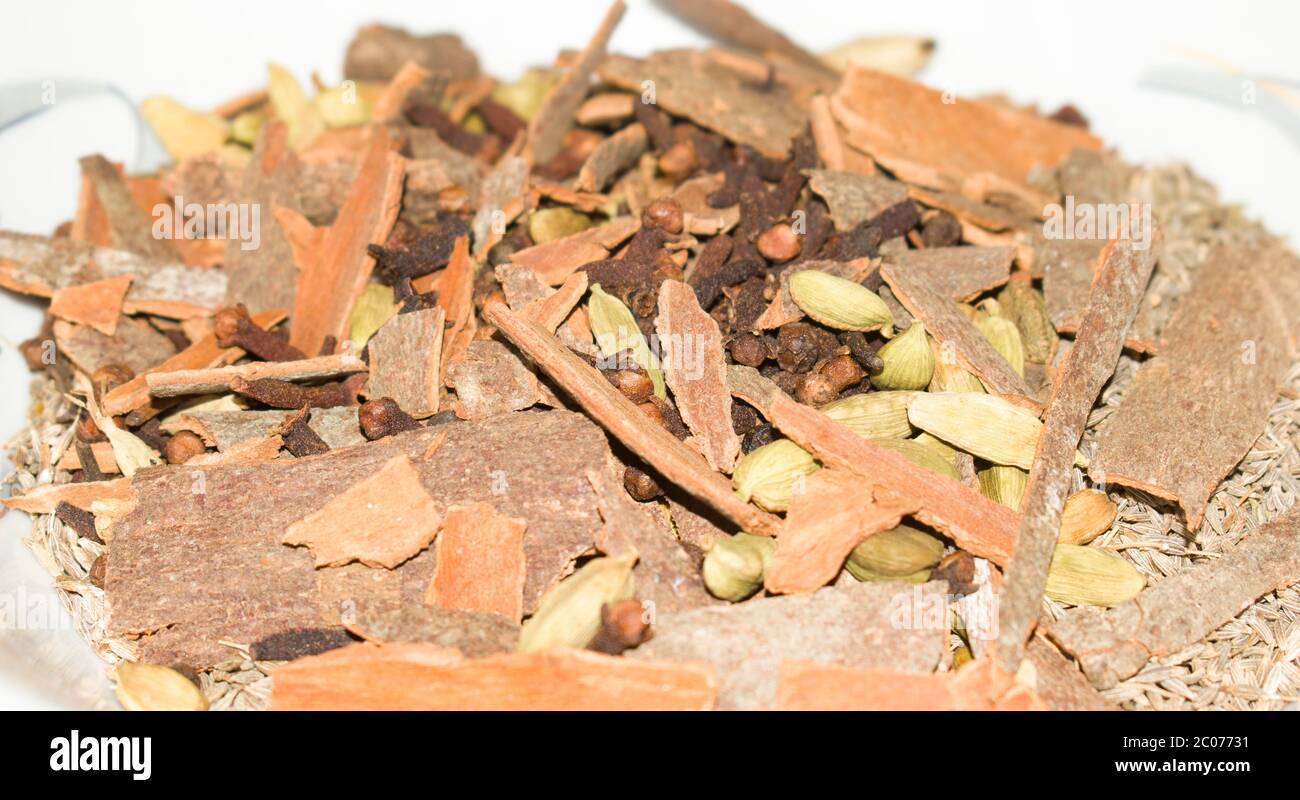 Garam masala is a blend of ground spices, originating from the Indian