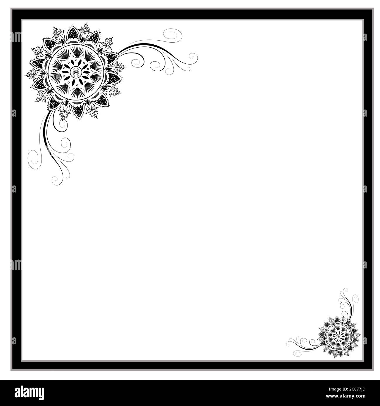 Beautiful Black & White Motif Design Isolated on White Background Stock