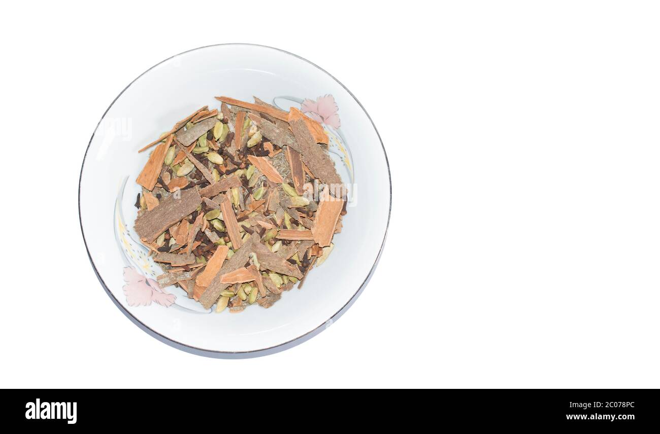 Garam masala is a blend of ground spices, originating from the Indian