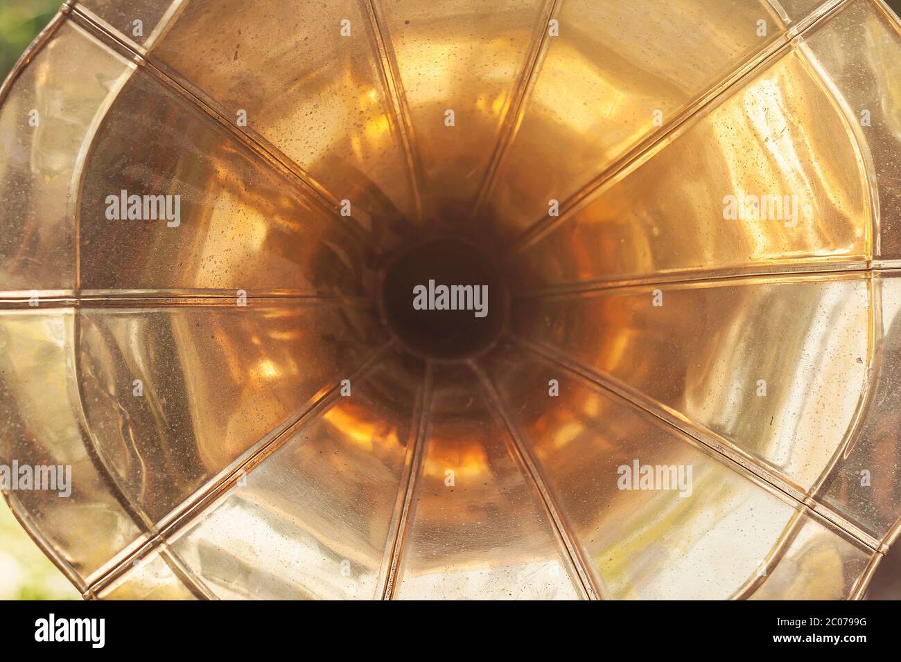 detail of old gramophone horn Stock Photo Alamy