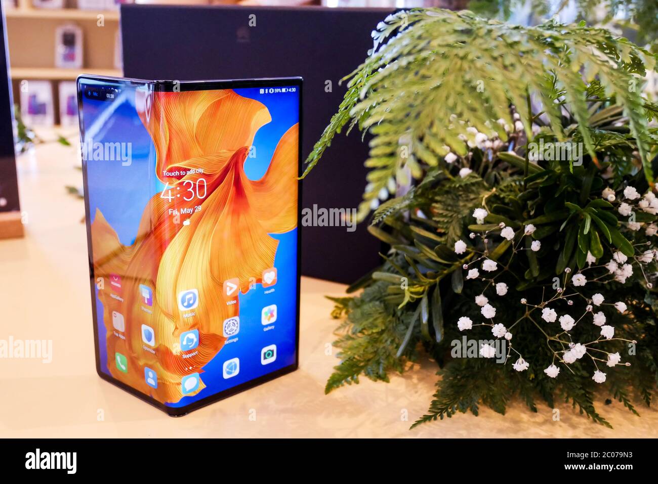 Bangkok, Thailand - JUNE 4, 2020: Huawei Mate XS has been unveiled in Thailand, an Android-based high end foldable smartphone produced by Huawei, it i Stock Photo
