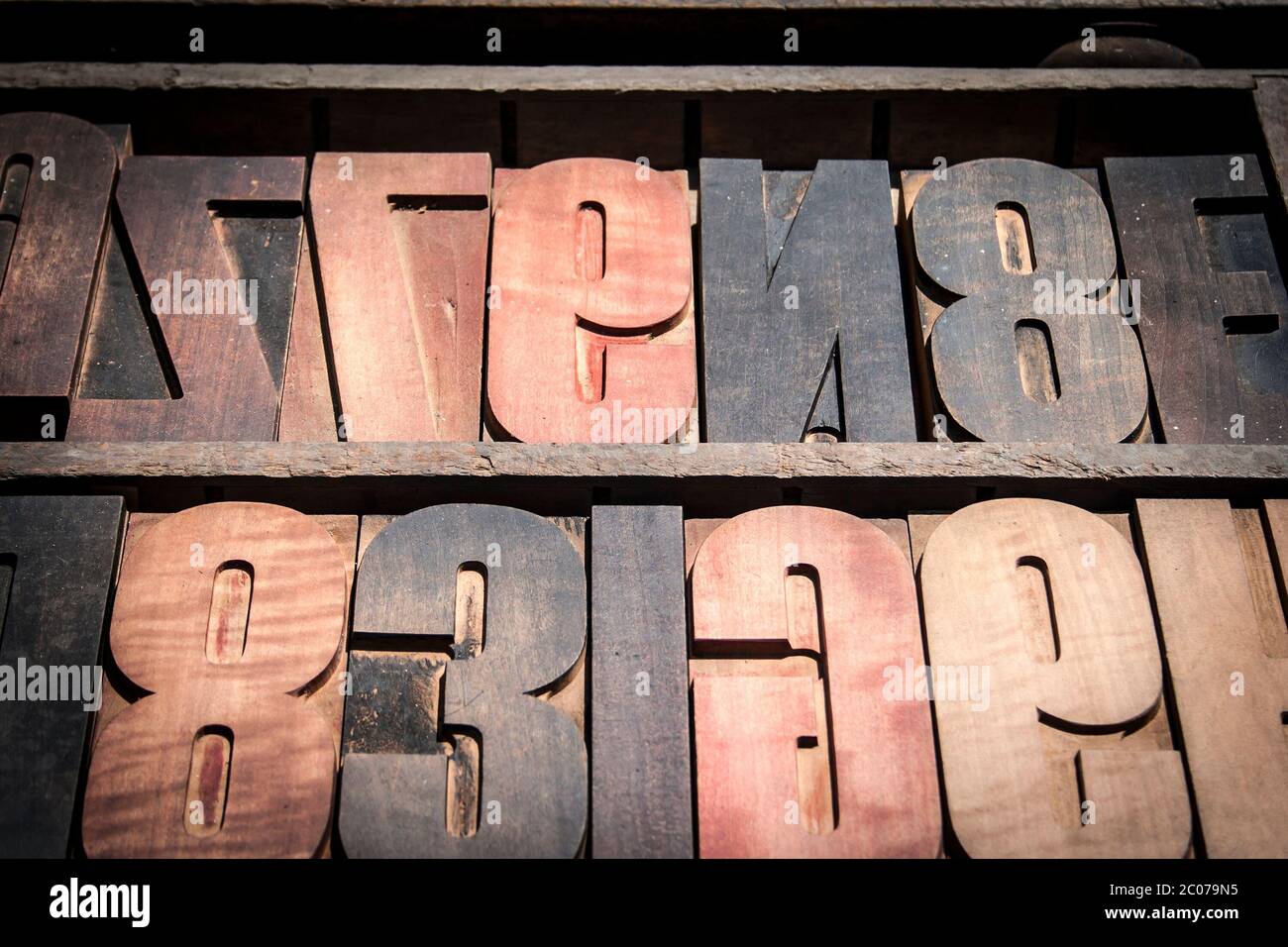 Detail of old wood types Stock Photo Alamy