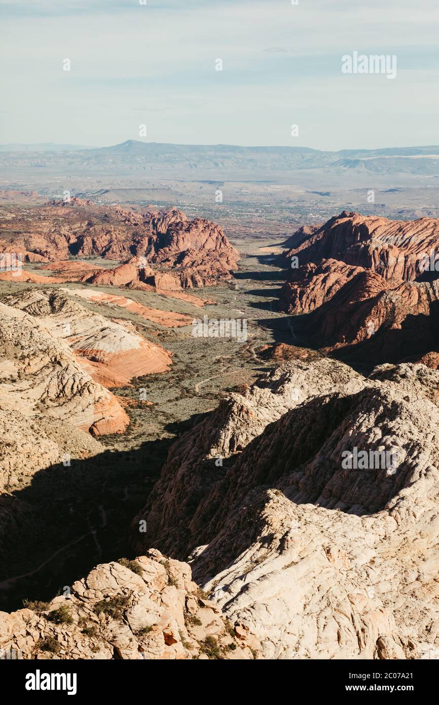 View down the valley of Snow Canyon State Park near St. George Utah ...