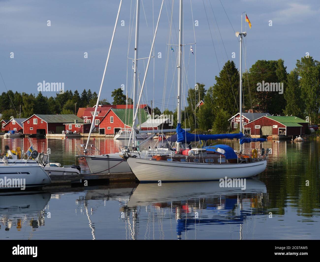 fishermen's village in sweden with sailing boat Stock Photo