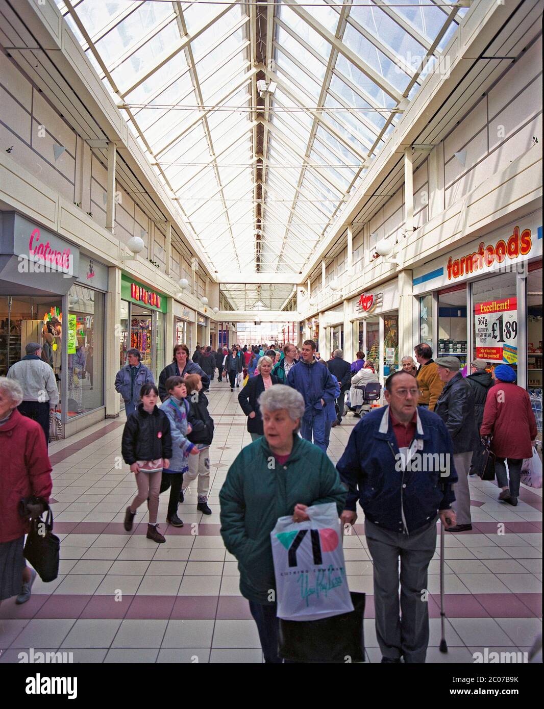 1996, The Spinning Gate Shopping Centre, Leigh, Lancashire, North West England, UK Stock Photo