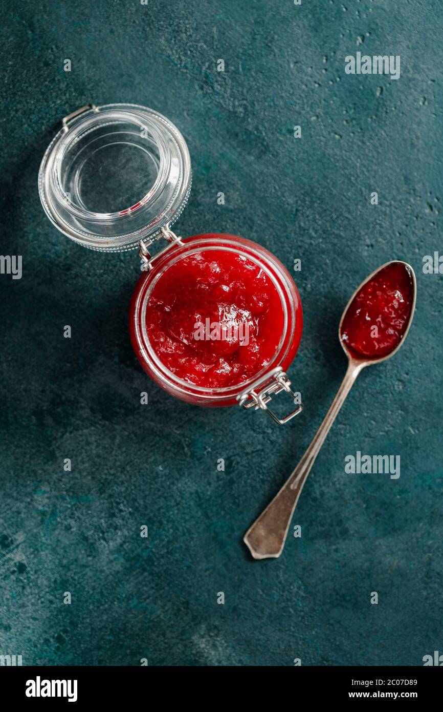 Strawberry jam in a glass jar hi-res stock photography and images - Alamy