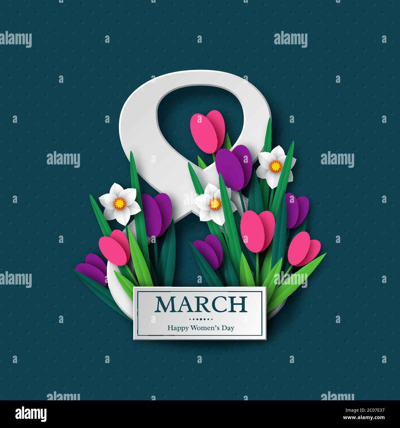 8 March greeting card for Womens Day. Stock Vector