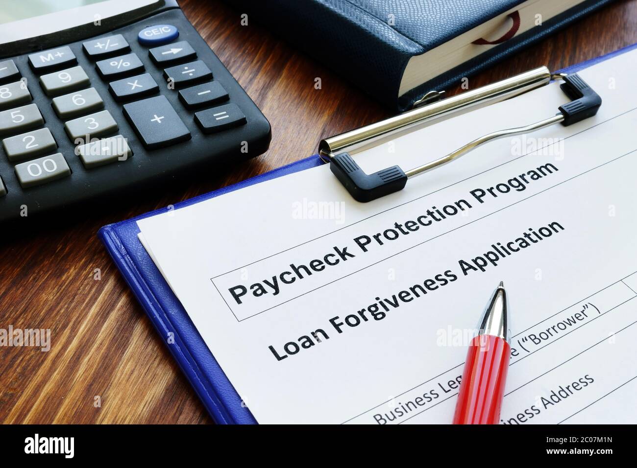 Paycheck protection program ppp loan for small business forgiveness application. Stock Photo