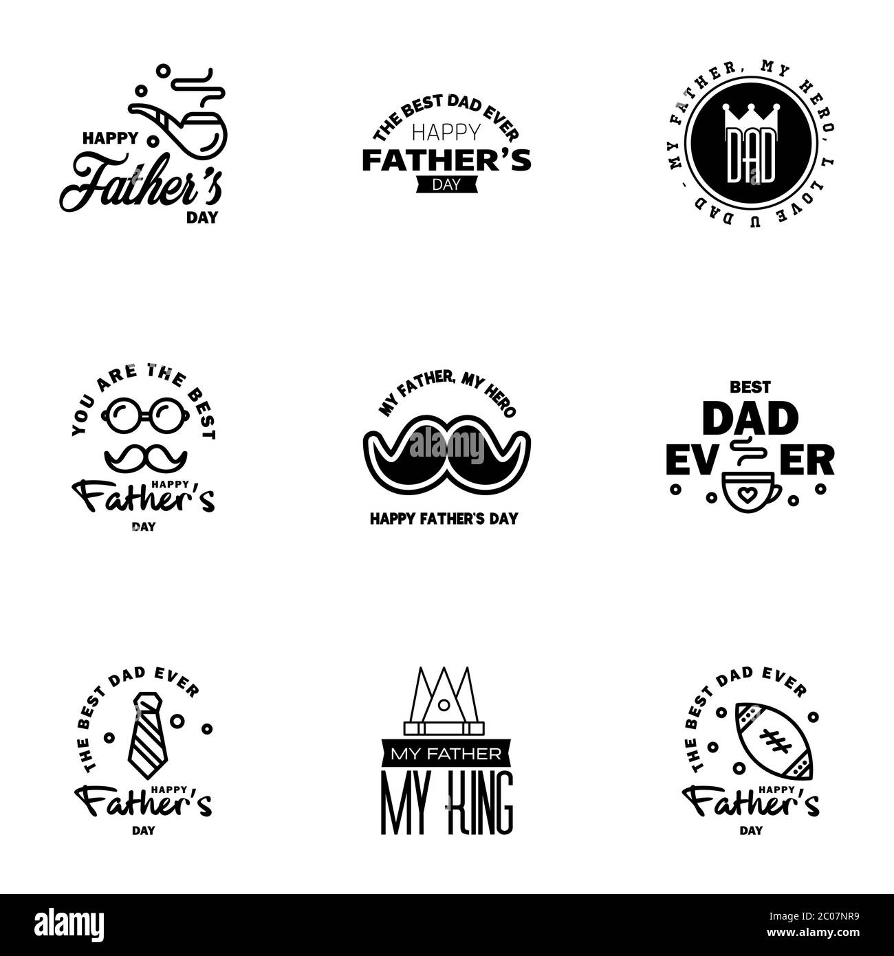 Fathers day badges. Typography designs for Fathers day with different  elements - hat, mustache. Good for mug, greeting card, poster, banner, t  shirt p Stock Vector Image & Art - Alamy