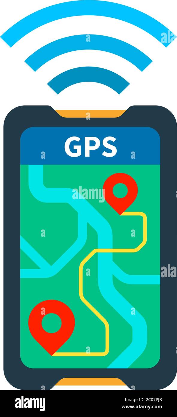Gps navigator on the phone vector flat isolated Stock Vector
