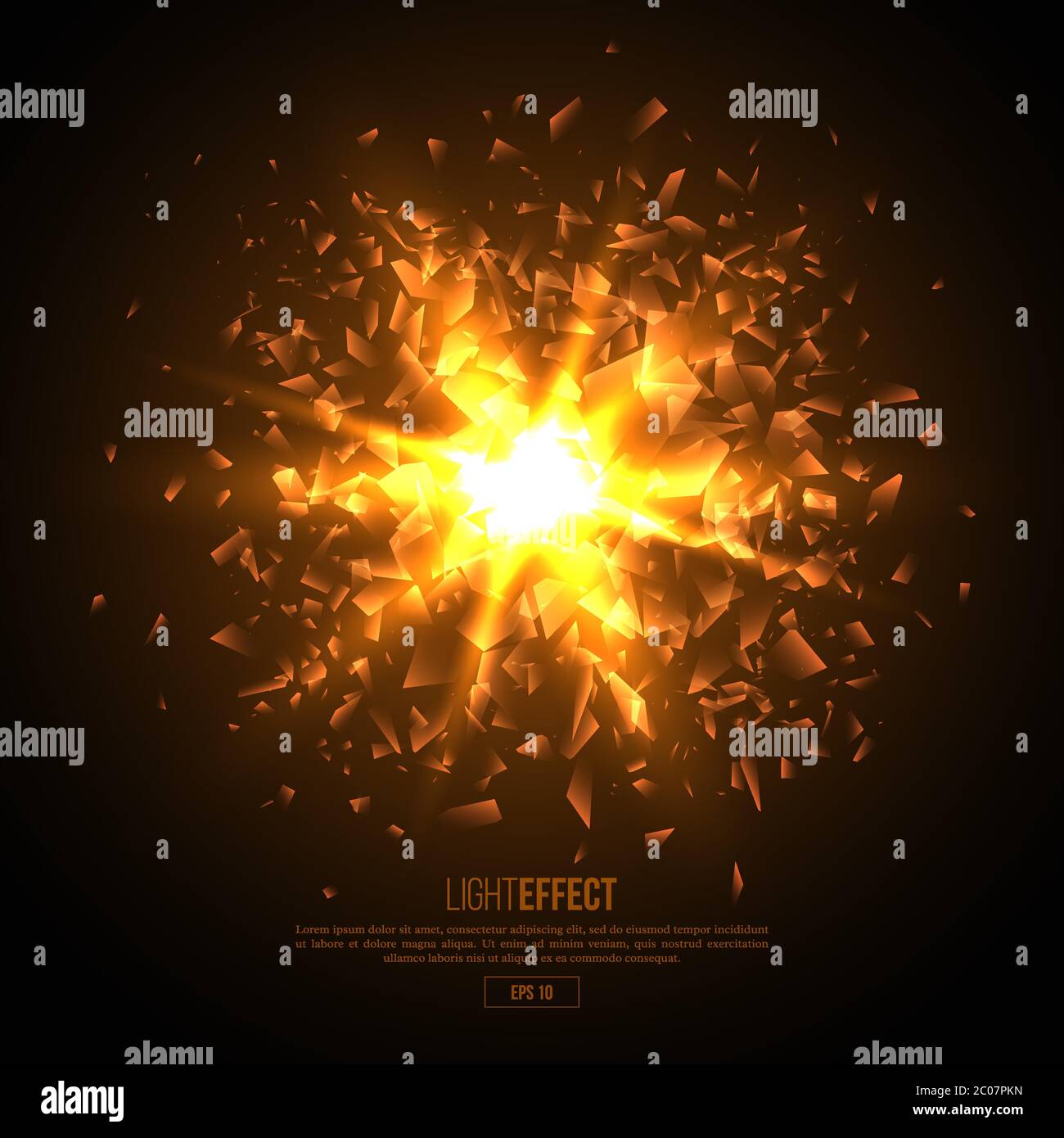 3D illuminated abstract explosion, glowing particles Stock Vector Image ...