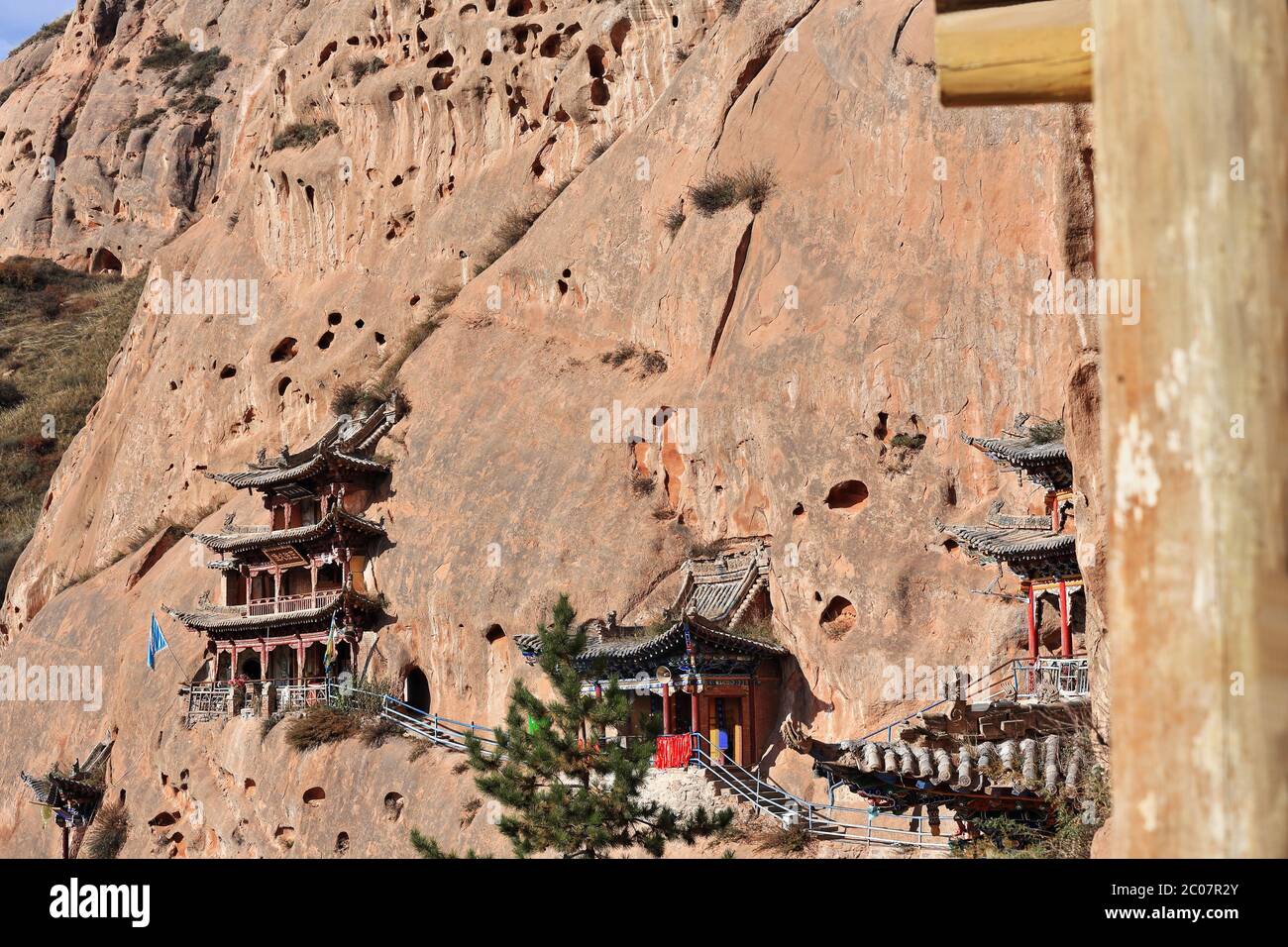 Qianfo Buddhist grottoes section of MatiSi-Horse Hoof Temple. Zhangye-Gansu Province-China-0927 Stock Photo