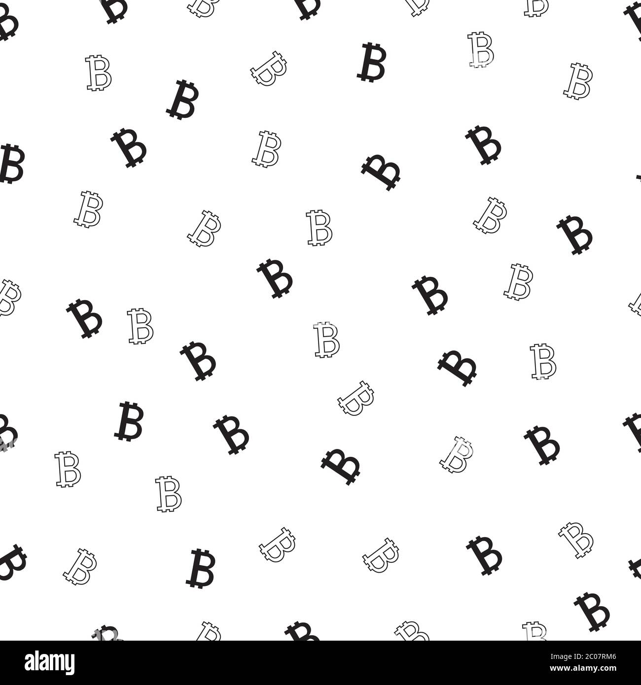 Bitcoin, seamless pattern, crypto currency. Vector illustration, finance. Sign. Stock Vector