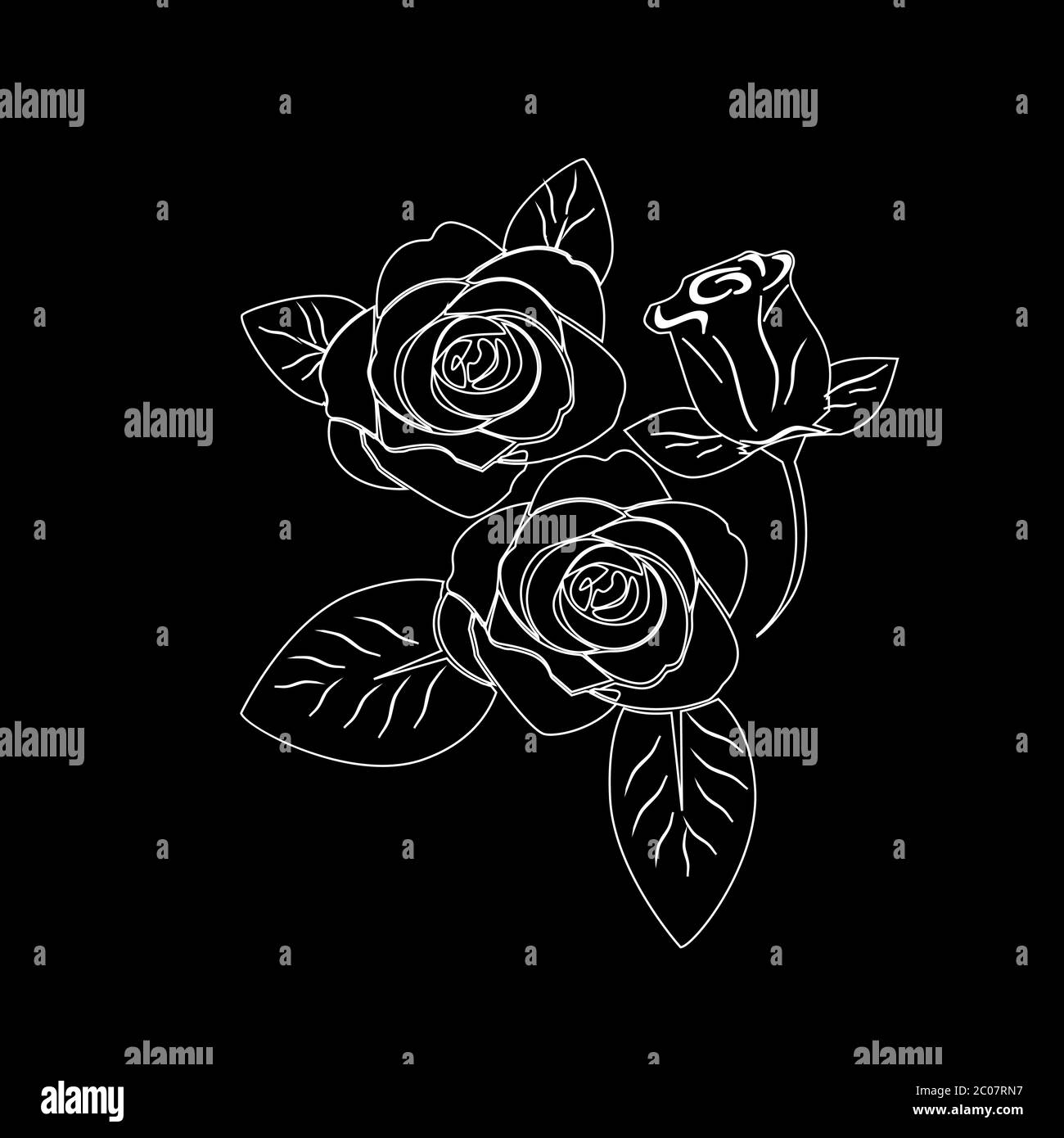 Floral illustration with roses. Seamless pattern. Vector hand drawn ...
