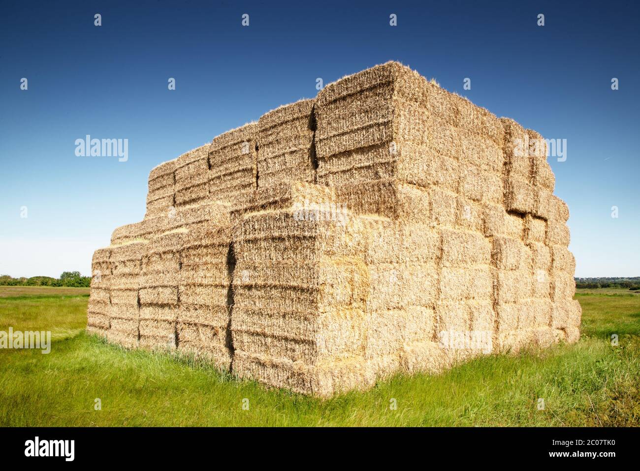 large haystack in a field set in the essex countryside of battlesbridge Stock Photo