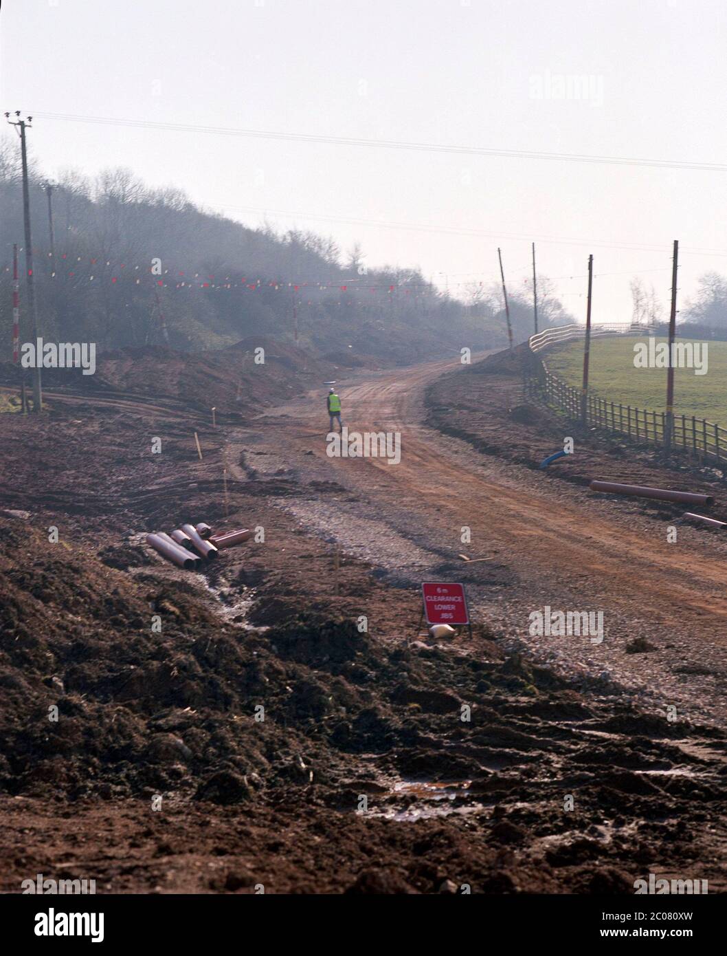 1996, construction of the Wells Bypass, south west England, UK Stock Photo