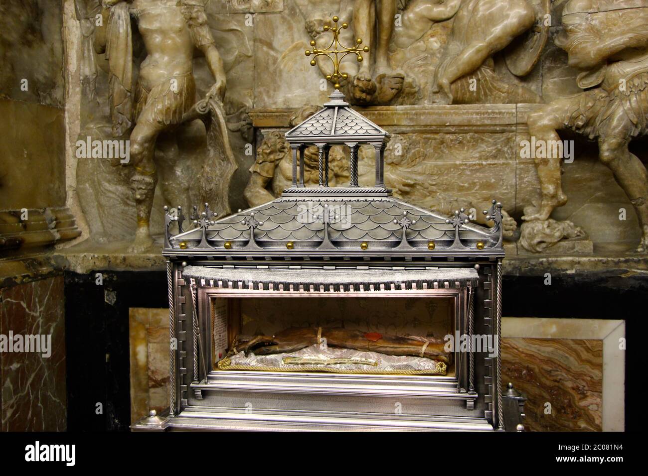 Religious relic The preserved arm of Saint Vincent the Martyr inside